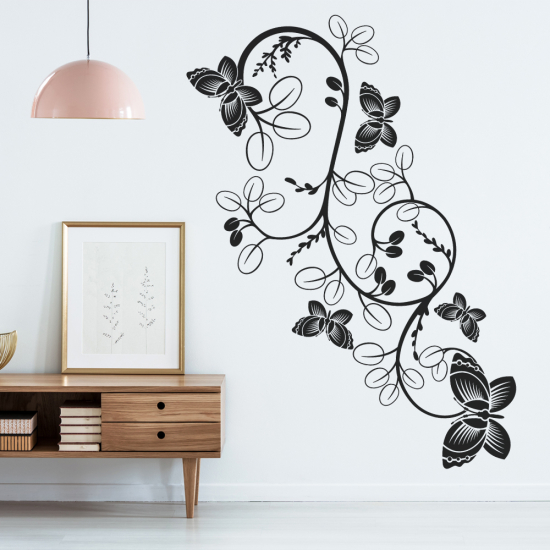 Vinilo Adhesivo Decorativo - Flores Mariposas
