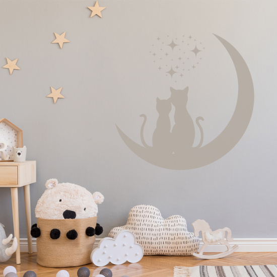 Vinilo Adhesivo Decorativo - Gatos Luna