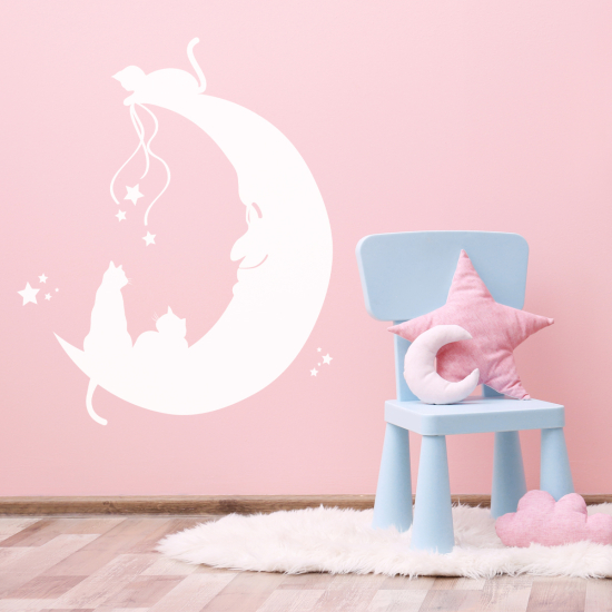 Vinilo Adhesivo Decorativo - Gatos Luna