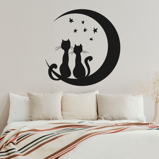 Vinilo Adhesivo Decorativo - Gatos Luna