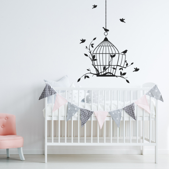 Vinilo Adhesivo Decorativo - Jaula para pájaros