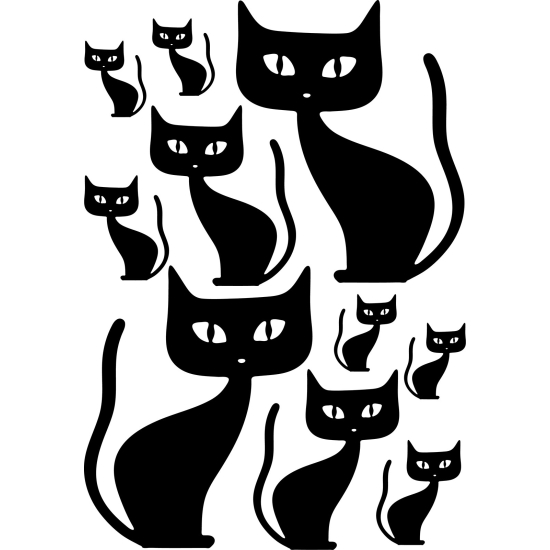 Vinilo Adhesivo Decorativo - Kit 10 Gatos