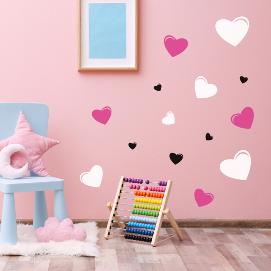 Vinilo Adhesivo Decorativo - Kit 14 Corazones