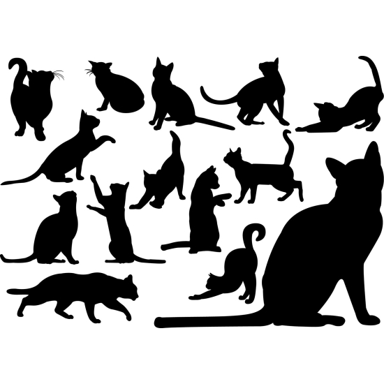 Vinilo Adhesivo Decorativo - Kit 14 Gatos