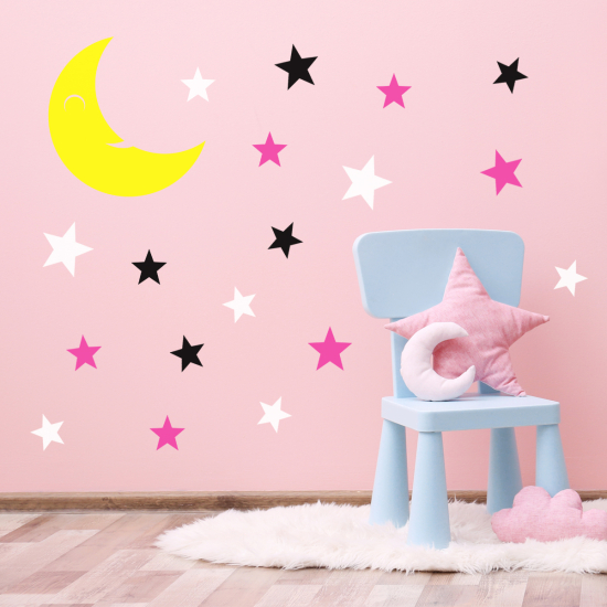 Vinilo Adhesivo Decorativo - Kit 18 Estrellas Luna