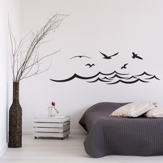 Vinilo Adhesivo Decorativo - Mar Aves