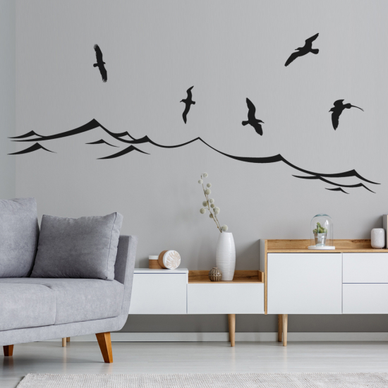 Vinilo Adhesivo Decorativo - Mar Aves