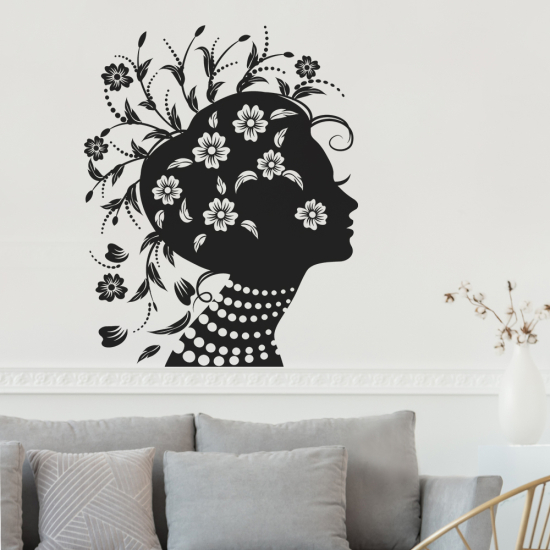 Vinilo Adhesivo Decorativo - Mujer Flores