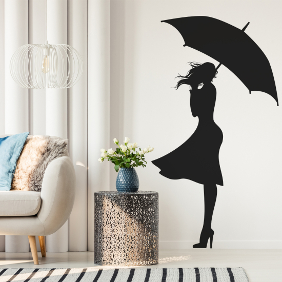 Vinilo Adhesivo Decorativo - Mujer Paraguas