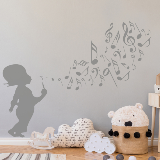 Vinilo Adhesivo Decorativo - Notas de música Niño