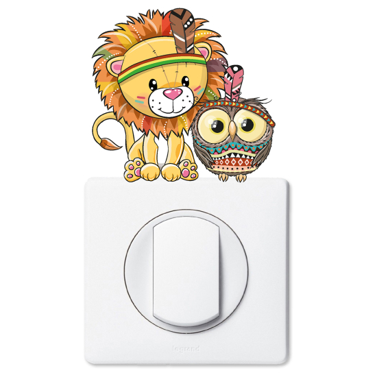Vinilo Adhesivo Decorativo para interruptores - León y búho