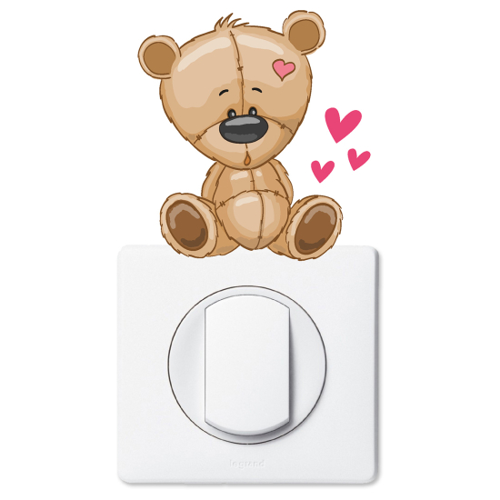 Vinilo Adhesivo Decorativo para interruptores - Osito corazones