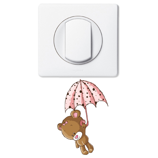 Vinilo Adhesivo Decorativo para interruptores - Osito paraguas