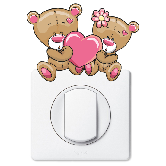 Vinilo Adhesivo Decorativo para interruptores - Ositos corazón