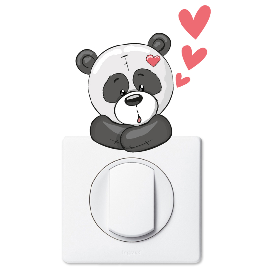 Vinilo Adhesivo Decorativo para interruptores - Panda corazones