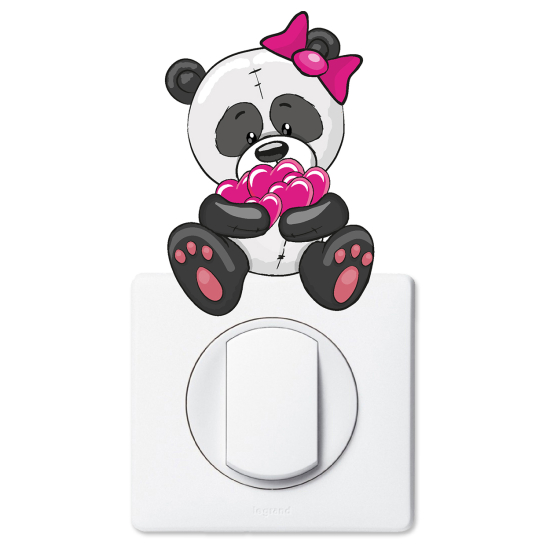 Vinilo Adhesivo Decorativo para interruptores - Panda corazones