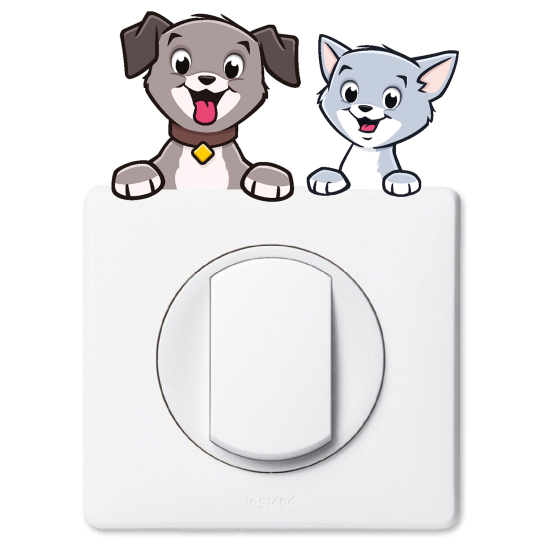 Vinilo Adhesivo Decorativo para interruptores - Perro y gato