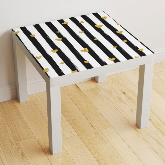 Vinilo Adhesivo Decorativo para Mesa - Corazones Rayas