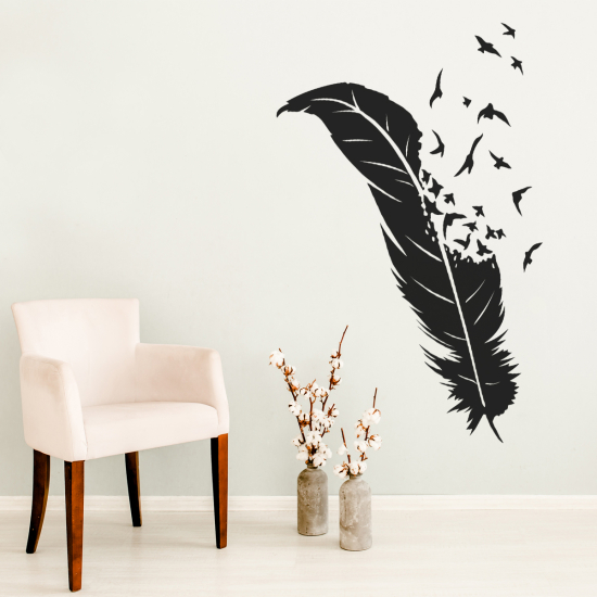 Vinilo Adhesivo Decorativo - Pluma Pájaros