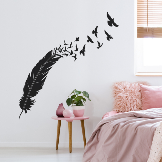 Vinilo Adhesivo Decorativo - Pluma Pájaros
