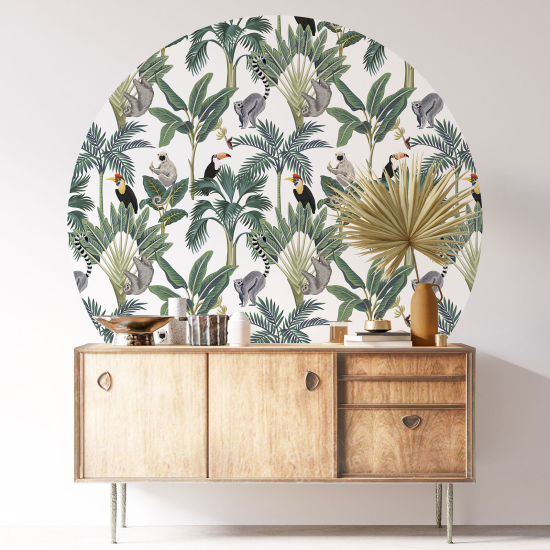 Vinilo Adhesivo Decorativo Redondo - Animales de la jungla