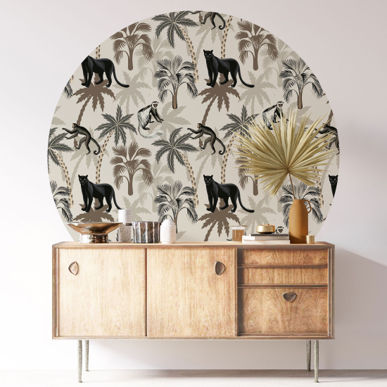 Vinilo Adhesivo Decorativo Redondo - Animales de la jungla