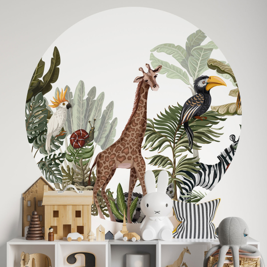 Vinilo Adhesivo Decorativo Redondo - Animales de la jungla
