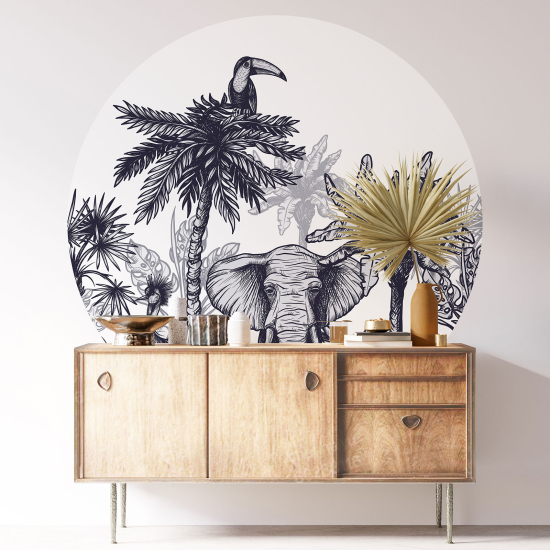 Vinilo Adhesivo Decorativo Redondo - Animales de la jungla