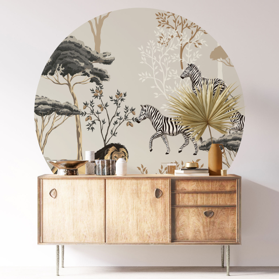 Vinilo Adhesivo Decorativo Redondo - Animales de la jungla
