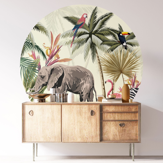 Vinilo Adhesivo Decorativo Redondo - Animales de la jungla
