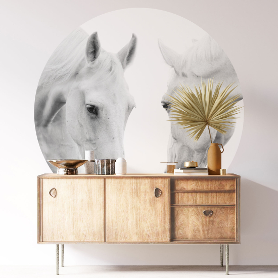 Vinilo Adhesivo Decorativo Redondo - Caballos