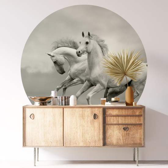 Vinilo Adhesivo Decorativo Redondo - Caballos