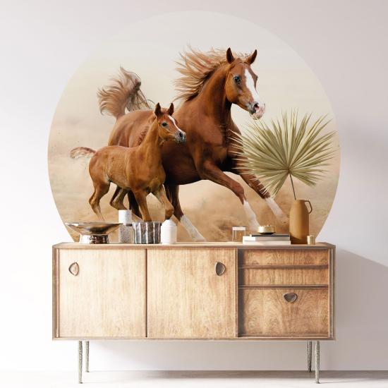 Vinilo Adhesivo Decorativo Redondo - Caballos
