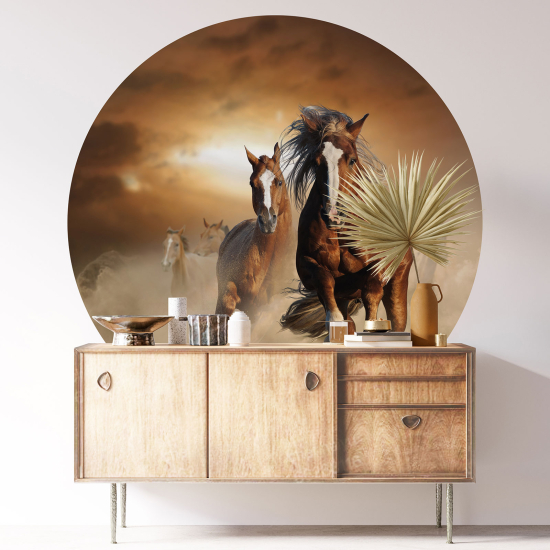 Vinilo Adhesivo Decorativo Redondo - Caballos