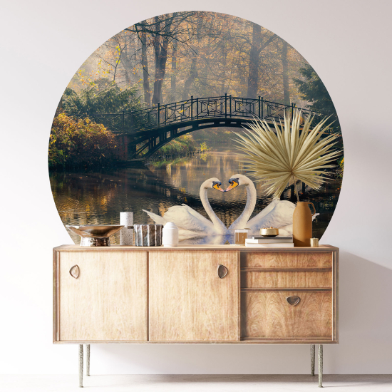 Vinilo Adhesivo Decorativo Redondo - Cisnes