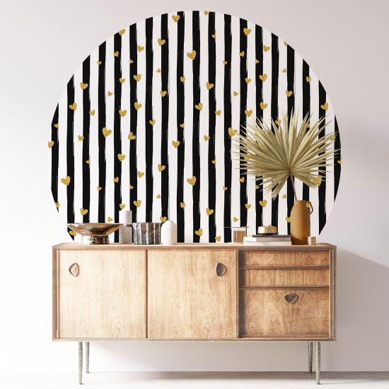 Vinilo Adhesivo Decorativo Redondo - Corazones Rayas