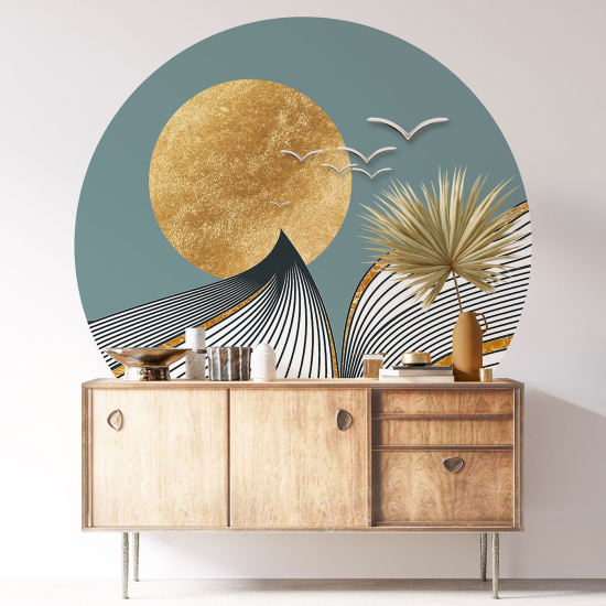Vinilo Adhesivo Decorativo Redondo - Diseño Sol