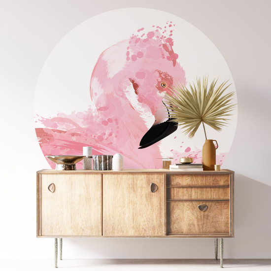 Vinilo Adhesivo Decorativo Redondo - Flamenco rosa