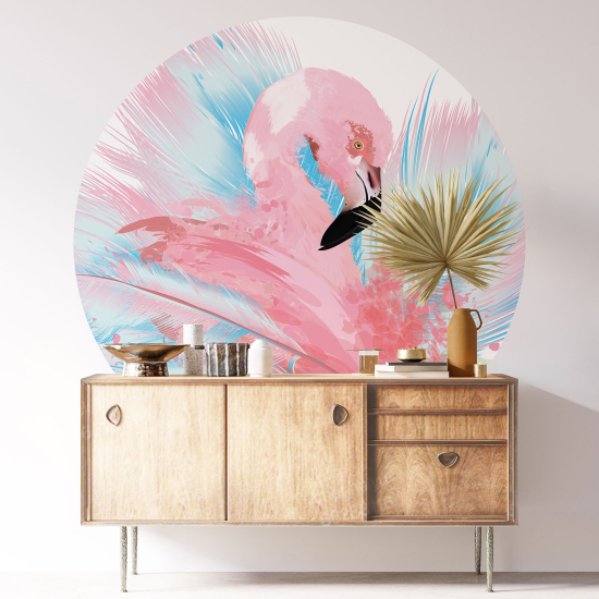Vinilo Adhesivo Decorativo Redondo - Flamenco rosa