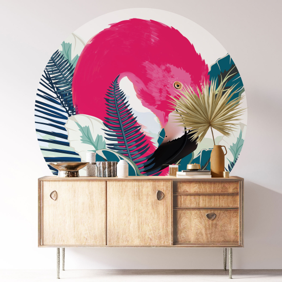Vinilo Adhesivo Decorativo Redondo - Flamenco rosa