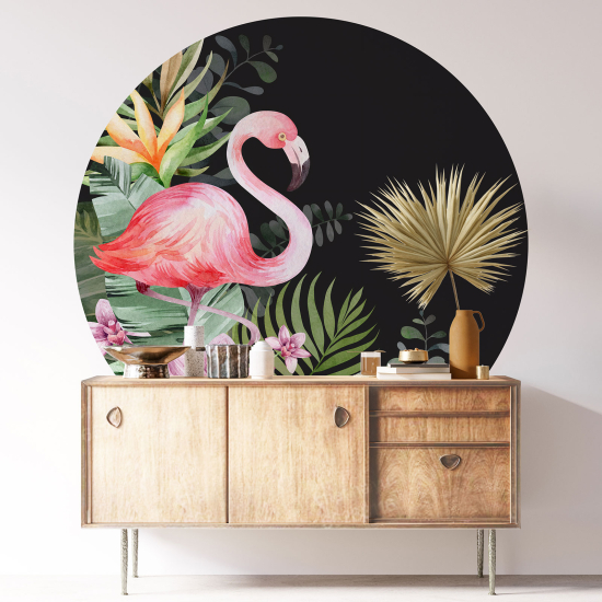 Vinilo Adhesivo Decorativo Redondo - Flamenco rosa