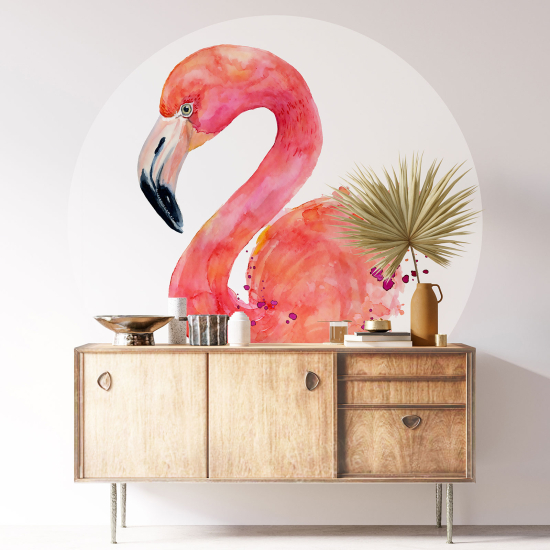 Vinilo Adhesivo Decorativo Redondo - Flamenco rosa