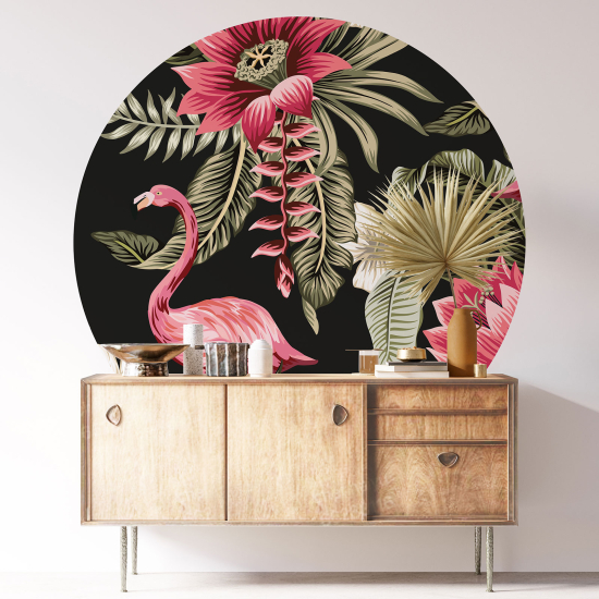 Vinilo Adhesivo Decorativo Redondo - Flamenco rosa
