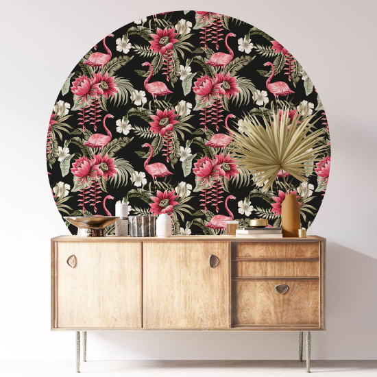 Vinilo Adhesivo Decorativo Redondo - Flamencos Rosados