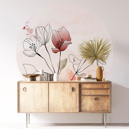 Vinilo Adhesivo Decorativo Redondo - Flores