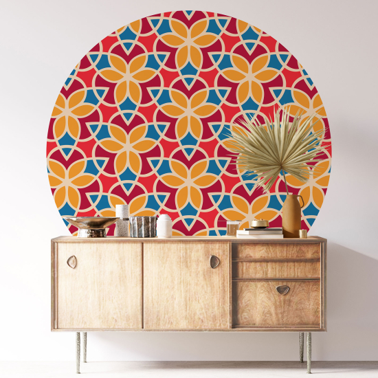 Vinilo Adhesivo Decorativo Redondo - Flores Mosaico