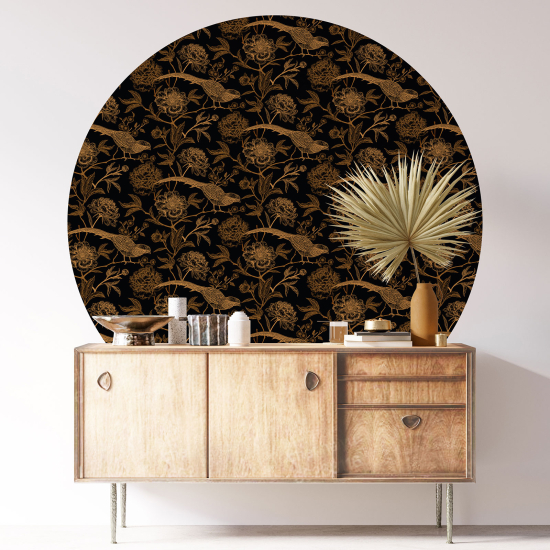 Vinilo Adhesivo Decorativo Redondo - Flores Pájaros