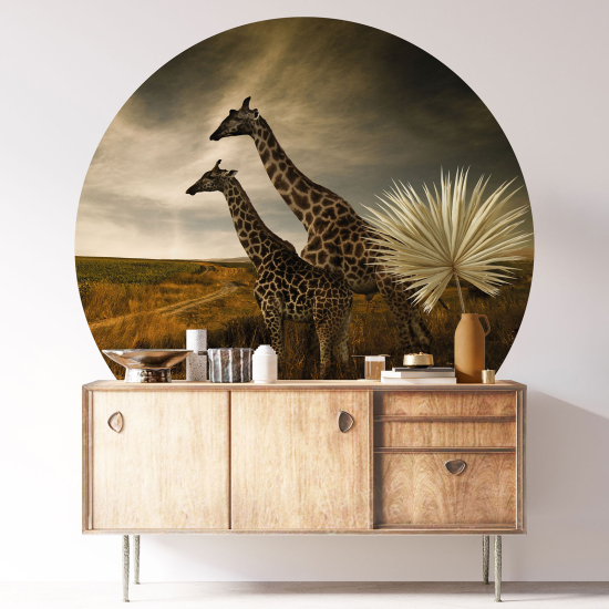 Vinilo Adhesivo Decorativo Redondo - Jirafas