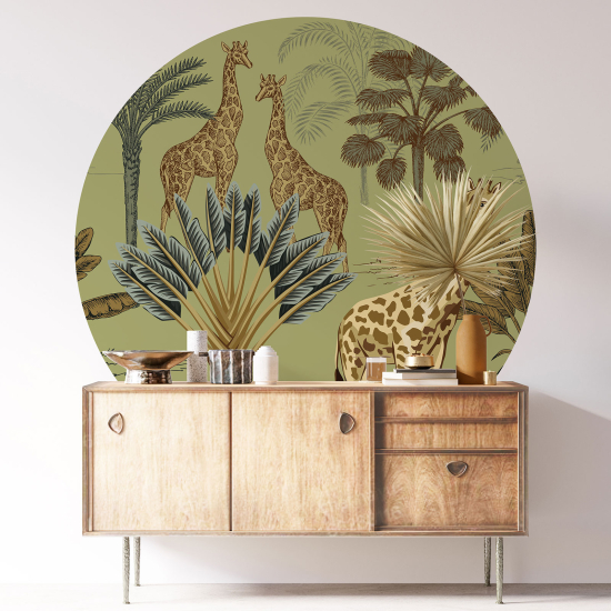 Vinilo Adhesivo Decorativo Redondo - Jirafas