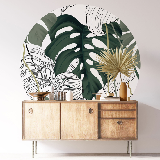 Vinilo Adhesivo Decorativo Redondo - Motivo botánico